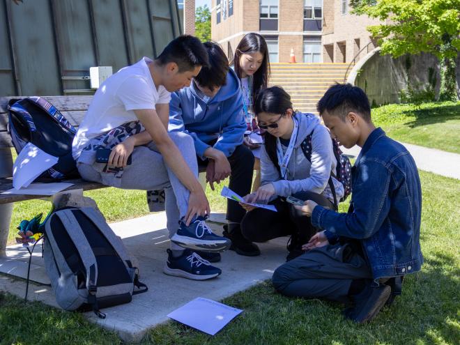 Students collaborating at a CEMC workshop