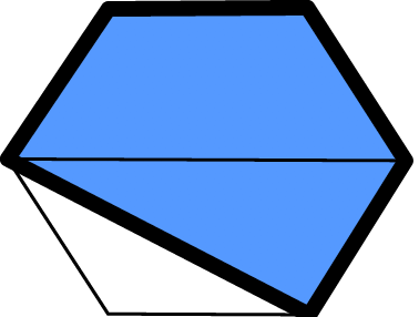 A pentagon formed by four sides of the hexagon and one of the lines inside the hexagon.