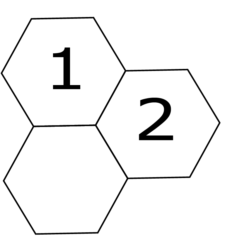 A group of three hexagons.