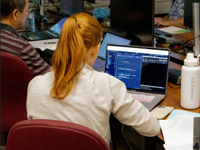 CS educators working in a lab