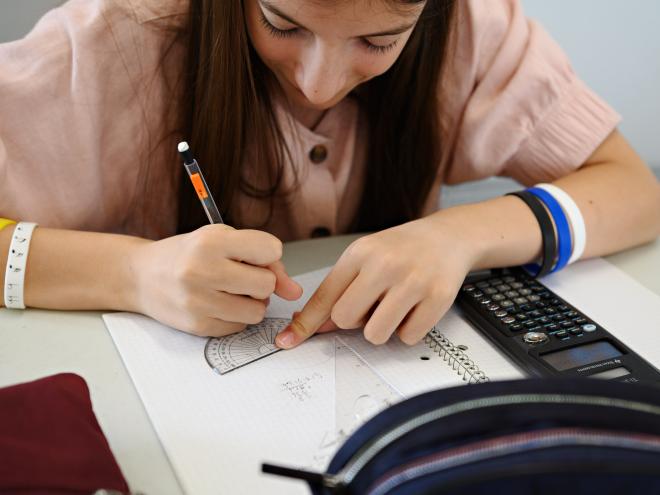 Student working on math problem